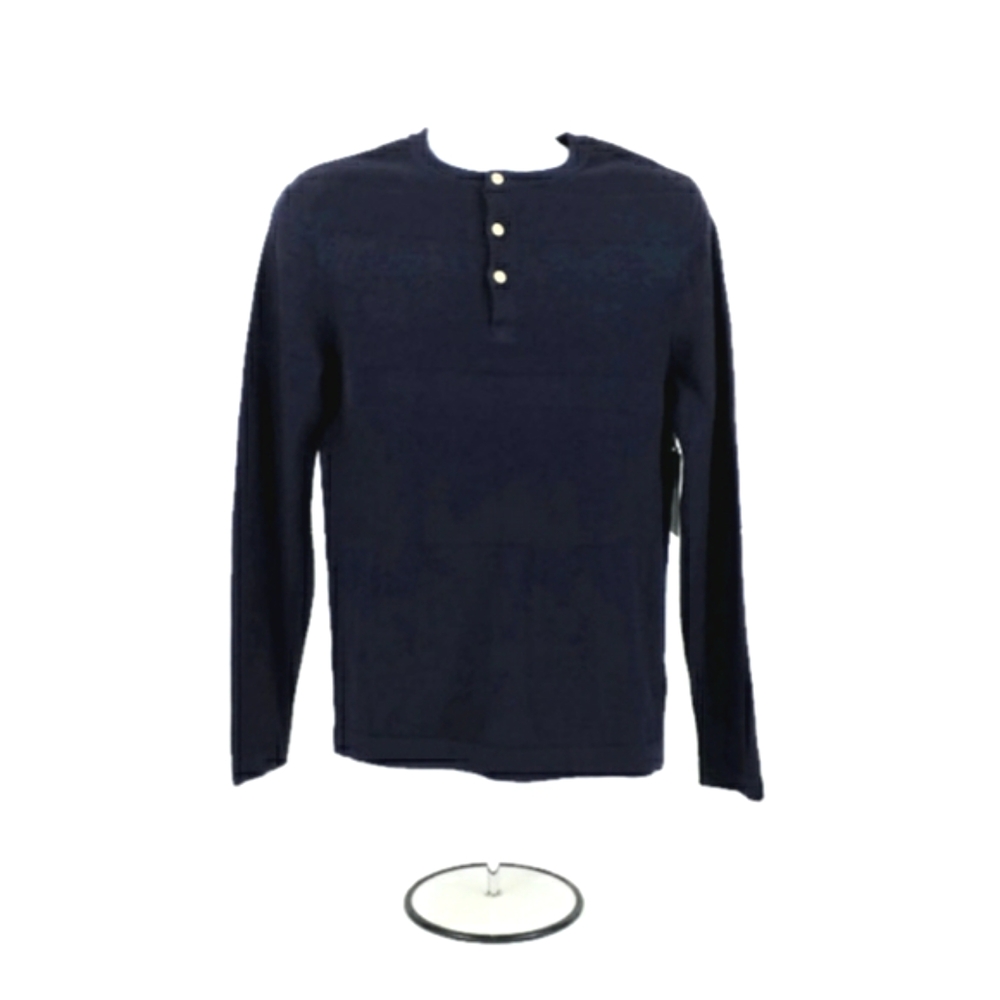 Lachlan British Inspired Blue Long Sleeve Henley Style Sweater Mens Small NWT